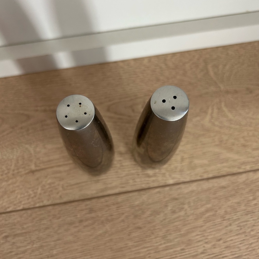 VINTAGE DANSK DESIGN DENMARK IHQ STAINLESS STEEL MODERN SALT & PEPPER SHAKERS - Picture 2 of 8